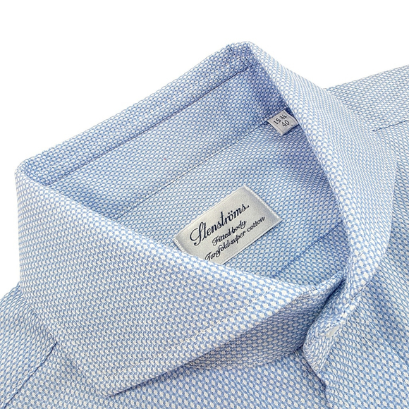 Stenströms Light Blue Micro Texture Dress Shirt Men’s 15.75 40 Fitted Cotton - Picture 2 of 13
